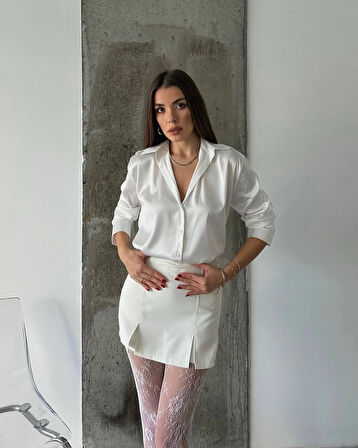 Beyaz - Saten Gömlek