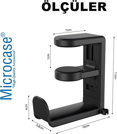 Masaya Monte Ayarlanabilir 360 Derece Döner Kablo tutuculu Oyuncu Kulaklık Eşya vb. Tutucu Stand - AL5425