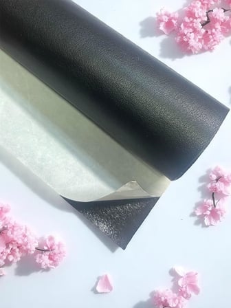 Varan Tekstil Yapışkanlı Siyah Suni Deri Kumaş 100 * 140 Cm