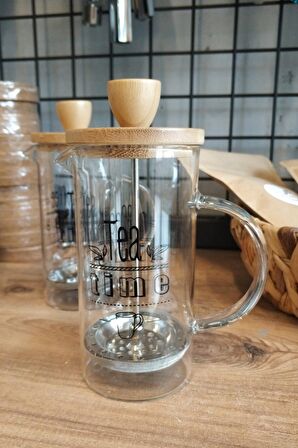 Şeffaf Bambu Kapaklı French Press