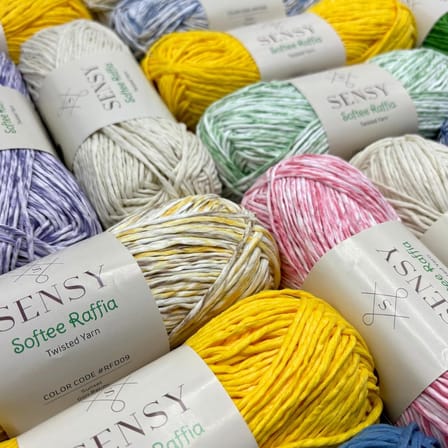 Premium Softee Raffia Yumuşak Çok Renkli Rafya Kağıt Ebruli El Örgü İpi Hobi İp (Yeşil Batik)
