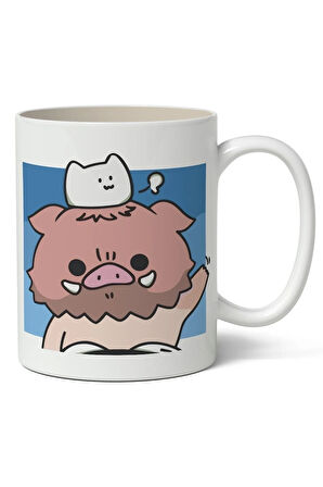 Demon Slayer Inosuke Hashibira Anime Avatar Baskılı Beyaz Kupa Bardak