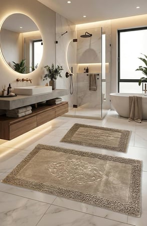 Pamukkent Süper Emici 2'li%100 Pamuk Ultra Lüks Banyo Paspası Seti 60x100 cm ve 50x60 cm (Koyu Kahverengi)