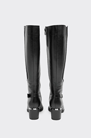 Hakiki Deri Fermuarlı Kadın Çizme