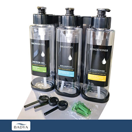 Otel Tipi 3'lü Sıvı Sabunluk Şampuanlık T.443