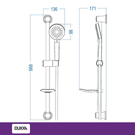 Duxxa Como 700 Sürgülü Krom Duş Seti D.270.7