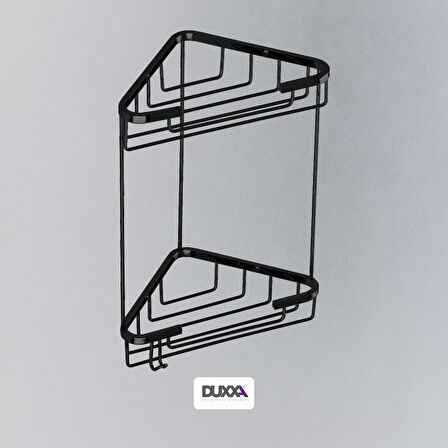 Duxxa Köşe Şampuanlık 15x15 2 Kat Mat Siyah A.532.MS