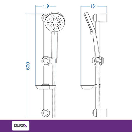 Duxxa Latte 600 Sürgülü Duş Seti Krom D.240.6