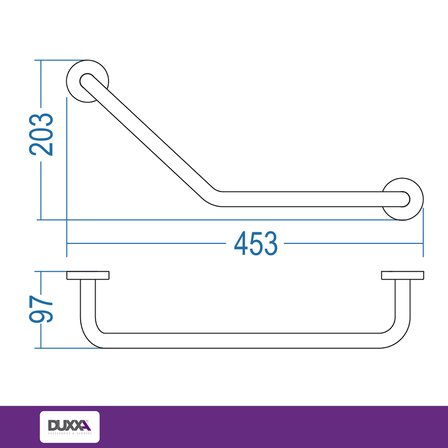 Açılı Küvet Tutamağı 45cm Ø19 SS 304 Paslanmaz