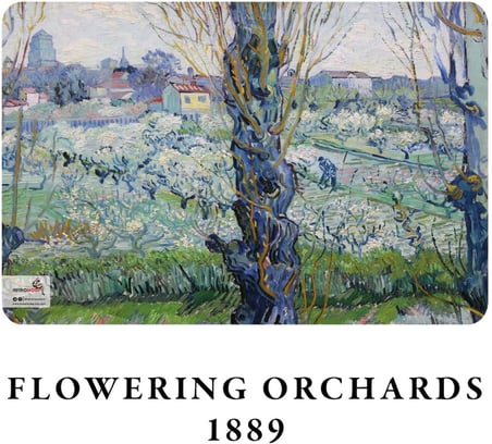 Blooming Series - A6, Van Gogh 4'lü Defter Seti II, Çizgisiz, Toplam 192 Sayfa, Her biri 48 Sayfa, Tel Dikiş, Esnek Kapak, Oval Kenar, Tuval Doku, 60 gram, Sarı Krem Renk