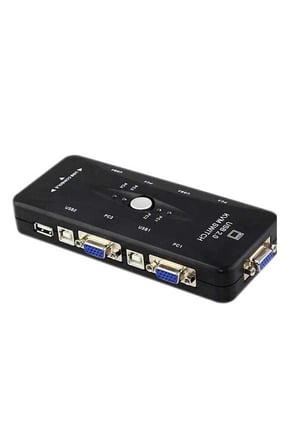 4 Port KVM Switch VGA + USB 2.0 - 4 PC 1 Monitör Klavye Fare Kontrol Cihazı (1080p 30Hz - Sürücüsüz