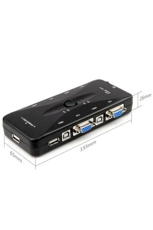 4 Port KVM Switch VGA + USB 2.0 - 4 PC 1 Monitör Klavye Fare Kontrol Cihazı (1080p 30Hz - Sürücüsüz