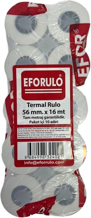 Yazar Kasa Pos Rulosu 56 mm x 16 mt Termal Rulo 10'lu Paket