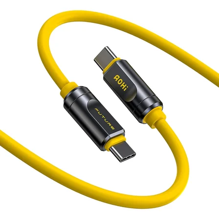 Thunderbolt 5 USB 4 2.0 Kablosu için 80 Gb/s 3.3FT 120Gbps'ye kadar Bant Genişliği Arttırma Çift 8K/4K Ekran 240W PD 3.1 Hızlı Şarj Gelecek Adonis Mac mini M4 Pro MacBook Pro16 iPhone, Sarı