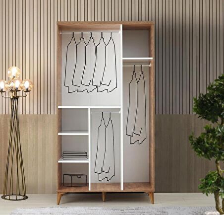 Ücretsiz Montaj - 100% MDF Paris 3 Kapaklı Beyaz Gardırop - MDF Dolap - Elbise Dolabı