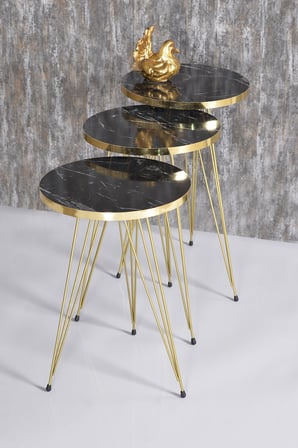 Zigon Sehpa Ve Orta Sehpa Kr Set Gold  Tel