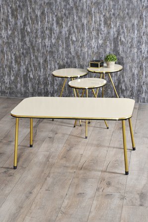 Zigon Sehpa Ve Orta Sehpa Kr Set Çift Gold  Metal
