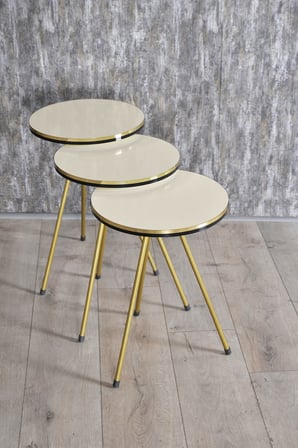 Zigon Sehpa Ve Orta Sehpa Kr Set Çift Gold  Metal