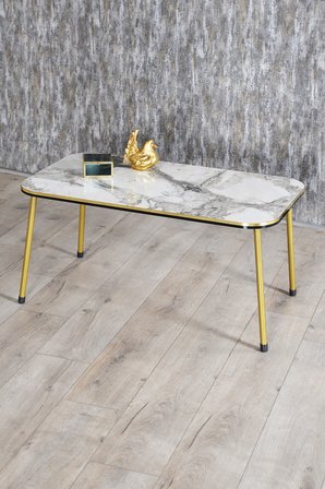 Zigon Sehpa Ve Orta Sehpa Kr Set Çift Gold  Metal