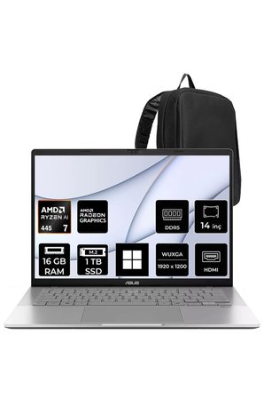 Vivobook S14 Ryzen AI 7 445 16GB RAM 1TB SSD 14" WUXGA (1920x1200) OLED 60Hz Win11 Home M3407GASF013WP309 Gaming Laptop + PER4 Çanta