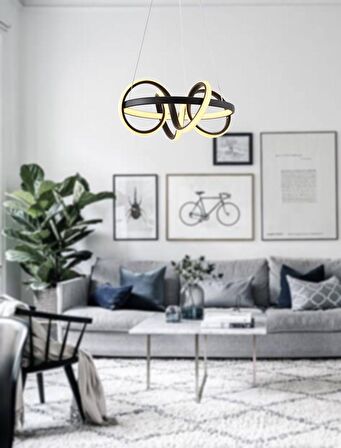TT003-SY TT Aydınlatma Sarmal Modeli ( Sarı Işık Led ) Mat Siyah Led Avize