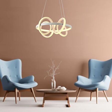 TT003-BY TT Aydınlatma Sarmal Modeli ( Sarı Işık Led ) Mat Beyaz Led Avize