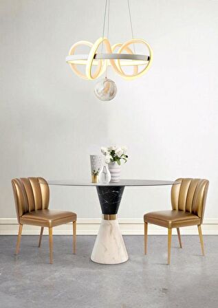 TT003TPL-BY TT Aydınlatma Sarmal Modeli Mat Beyaz ( Gün Işığı Led ) Mermer Desen Toplu Led Avize