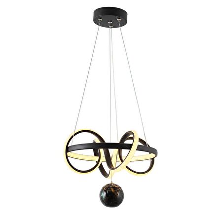 TT003TPL-SY TT Aydınlatma Sarmal Modeli Mat Siyah ( Sarı Işık Led ) Mermer Desen Toplu Led Avize