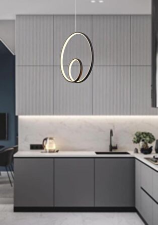 TT004-SY TT Aydınlatma Göz Modeli ( Sarı Işık Led ) Mat Siyah Led Avize