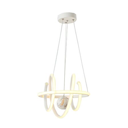TT005TPL-BY TT Aydınlatma Burgu Modeli ( Gün Işığı Led ) Mat Beyaz Mermer Desen Toplu Led Avize