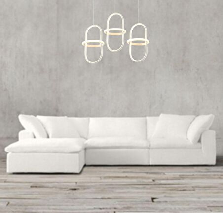 TT006-3S-BY TT Aydınlatma Minyon Modeli ( Beyaz Işık Led ) 3 lü Mat Beyaz Sıralı Led Avize