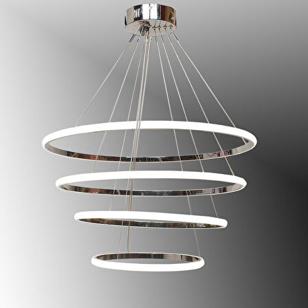 TT300-4 KR TT Aydınlatma Halka 4 lü Krom Kaplama ( Sarı Işık )  Led Avize