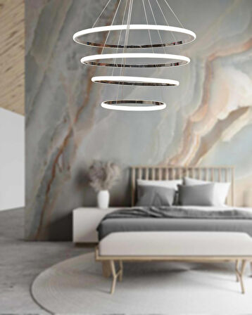 TT300-4 KR TT Aydınlatma Halka 4 lü Krom Kaplama ( Sarı Işık )  Led Avize