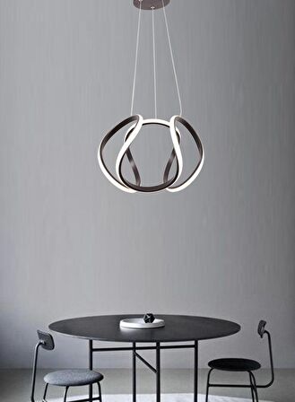 TT306-35-SY TT Aydınlatma Kavis Modeli Mat Siyah ( 3 Renk Işık ) Led Avize