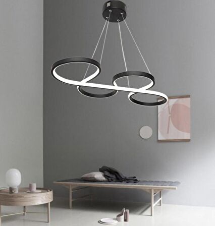 TT025-SY TT Aydınlatma Yılan Modeli Mat Siyah ( Beyaz Işık ) Led Avize