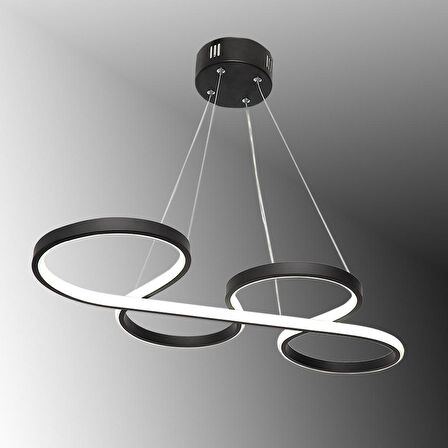 TT025-SY TT Aydınlatma Yılan Modeli Mat Siyah ( Sarı Işık ) Led Avize