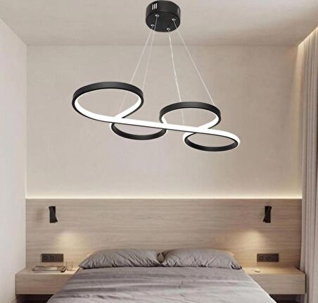 TT025-SY TT Aydınlatma Yılan Modeli Mat Siyah ( Sarı Işık ) Led Avize