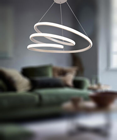 TT301-BY TT Aydınlatma Yay Modeli Mat Beyaz ( Gün Işığı ) Led Avize