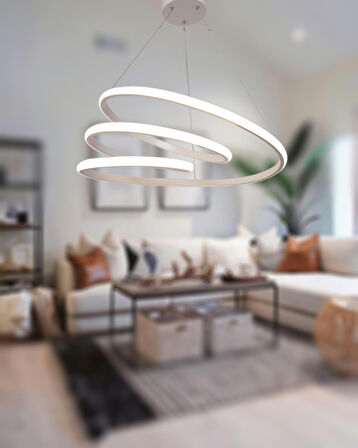 TT301-BY TT Aydınlatma Yay Modeli Mat Beyaz ( Gün Işığı ) Led Avize