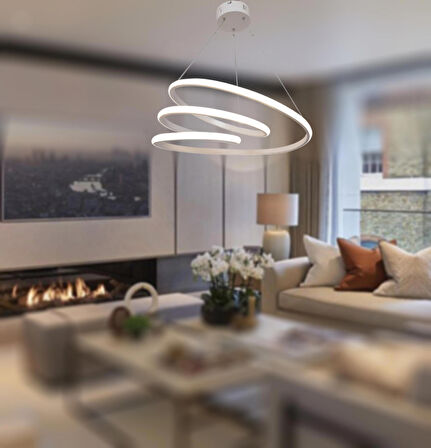 TT301-BY TT Aydınlatma Yay Modeli Mat Beyaz ( Gün Işığı ) Led Avize