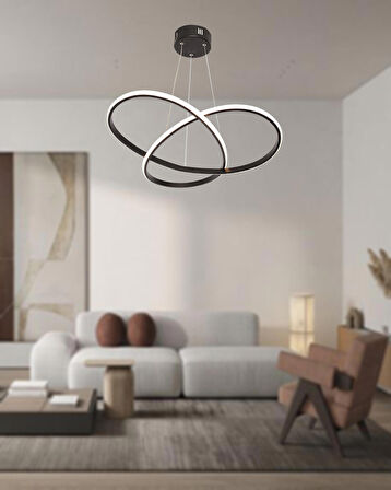 TT310-SY TT Aydınlatma Trio Modeli Mat Siyah ( Beyaz Işık ) Led Avize