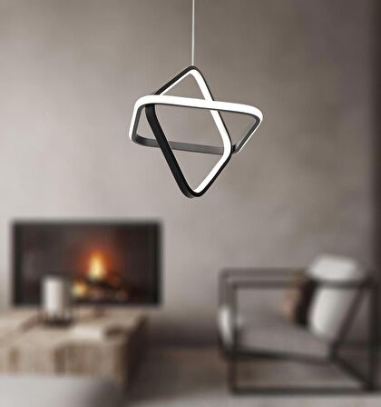 TT316-SY TT Aydınlatma 2Kare Modeli Mat Siyah ( Gün Işığı ) Led Avize