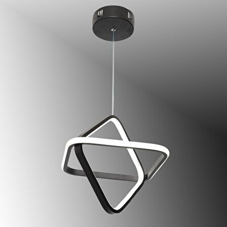 TT316-SY TT Aydınlatma 2Kare Modeli Mat Siyah ( Sarı Işık ) Led Avize