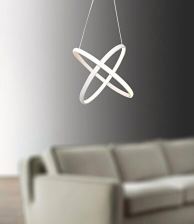 TT315-BY TT Aydınlatma 2Halka Modeli Mat Beyaz ( Sarı Işık ) Led Avize