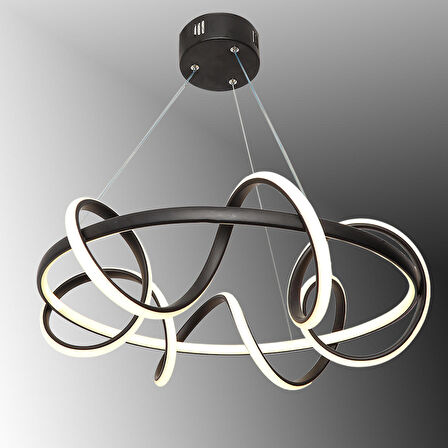 TT314-SY TT Aydınlatma Büyük Sarmal Modeli Mat Siyah ( Sarı Işık )  Led Avize