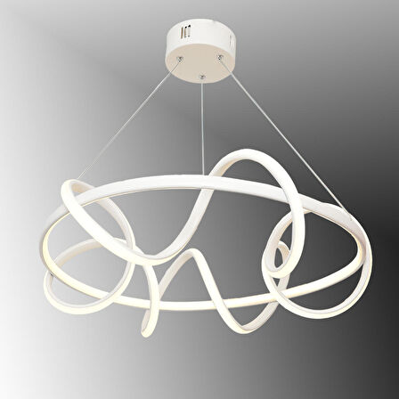 TT314-BY TT Aydınlatma Büyük Sarmal Modeli Mat Beyaz ( 3 Renk Modüllü ) Led Avize