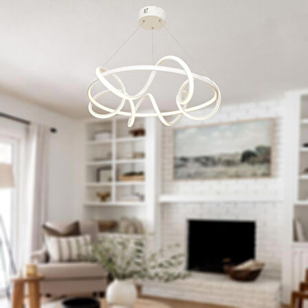 TT314-BY TT Aydınlatma Büyük Sarmal Modeli Mat Beyaz ( Sarı Işık ) Led Avize