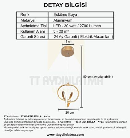 TT317-ESK TT Aydınlatma Stilla Modeli Eskitme Boyalı ( 3 Renk Modüllü ) Led Avize