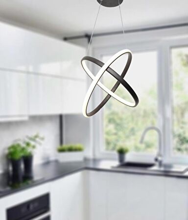 TT315-SY TT Aydınlatma 2Halka Modeli Mat Siyah ( Gün Işığı ) Led Avize