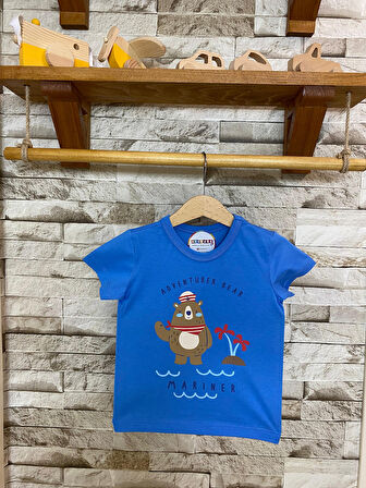 AYSBEBE ÇOCUK TİŞÖRT ADVENTURER BEAR AYI DESENLİ